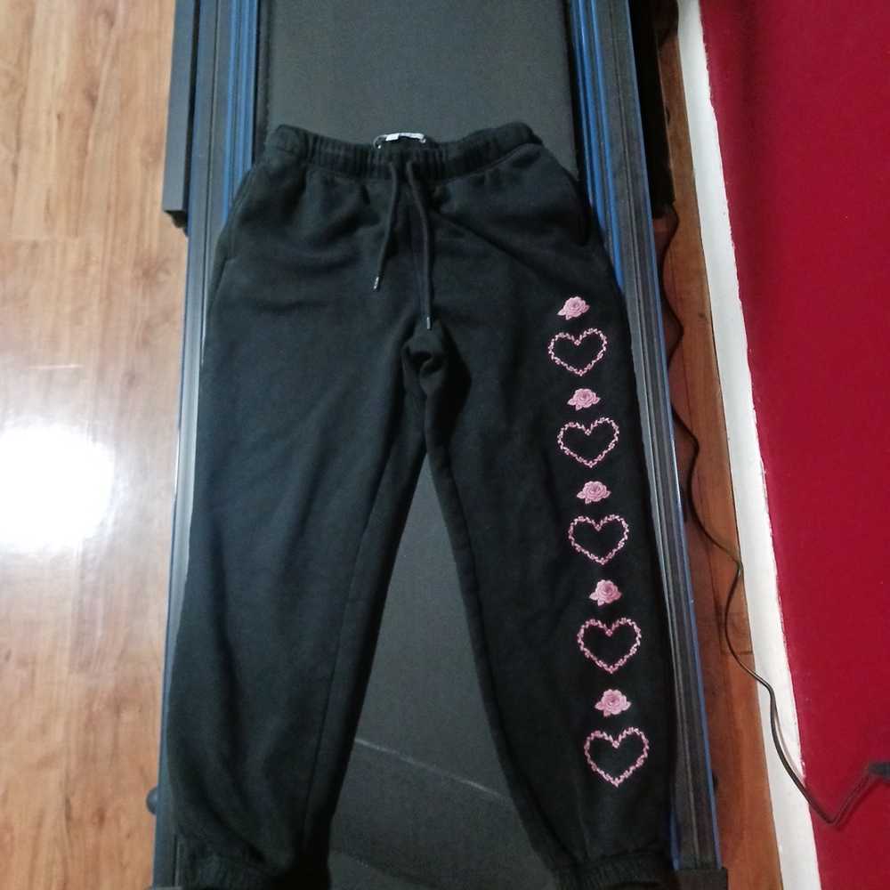 Celebrity Pink Women's Black Fleece Jogger Sweatpants. Size L